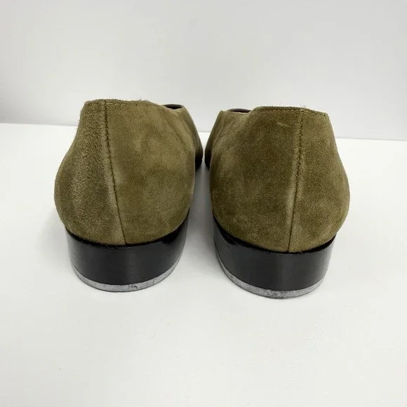Vintage Charles Jourdan Suede Shoes Olive Green Needs TLC 7 1/2 M - Picture 6 of 10
